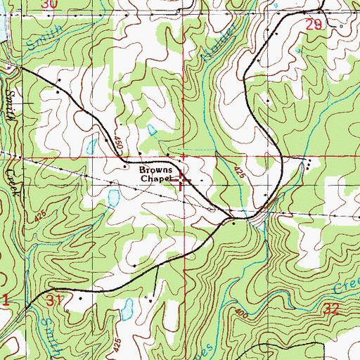 Topographic Map of Browns Chapel, AL