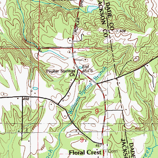 Topographic Map of Poplar Springs School (historical), AL