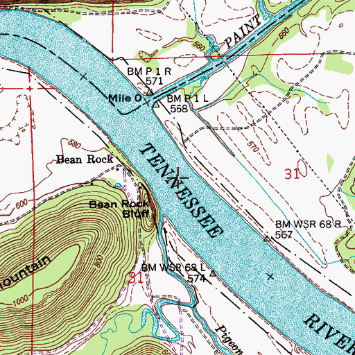 Topographic Map of Bean Rock Landing (historical), AL