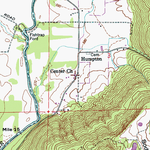 Topographic Map of Center Church, AL