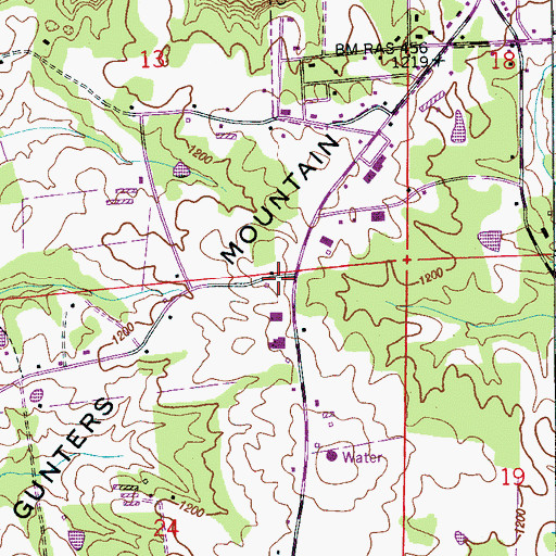 Topographic Map of Grant Church, AL