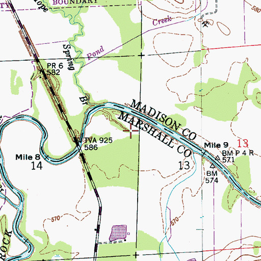 Topographic Map of Little Blue Spring, AL