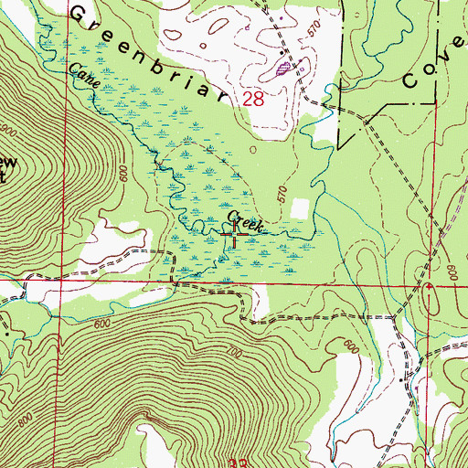 Topographic Map of Little Cane Creek, AL