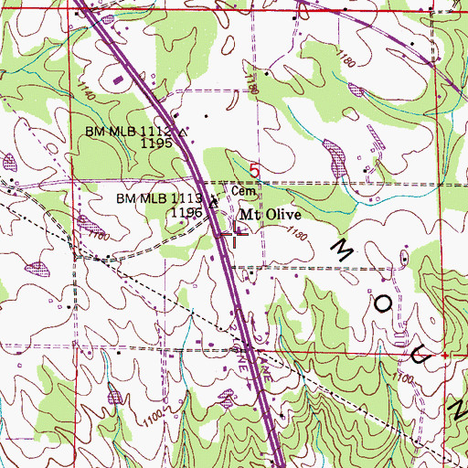 Topographic Map of Mount Olive Church, AL
