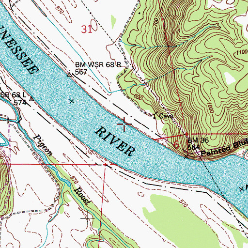 Topographic Map of Paint Rock Landing (historical), AL