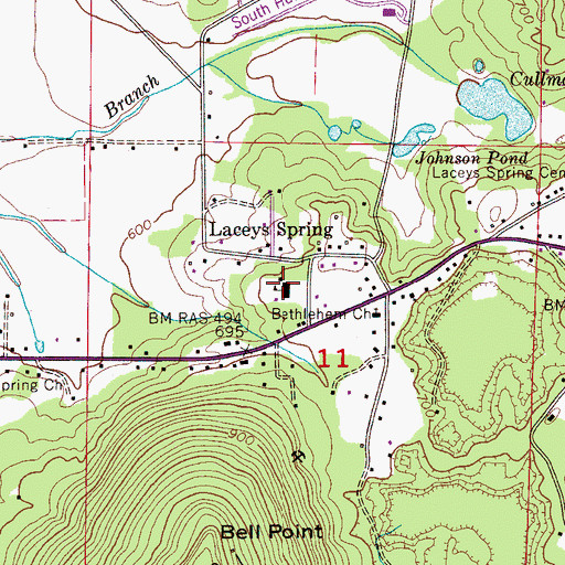 Topographic Map of Laceys Springs Elementary School, AL