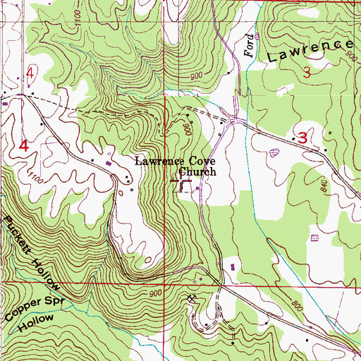 Topographic Map of Lawrence Cove Cemetery, AL