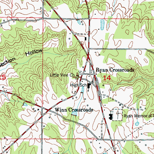 Topographic Map of Little Vine Cemetery, AL