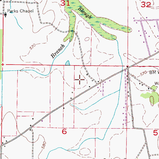 Topographic Map of Old Camp Coffee, AL