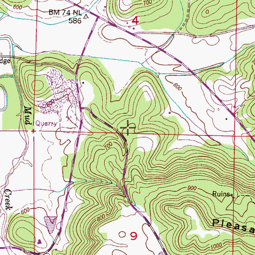 Topographic Map of Pleasant Ridge Church, AL