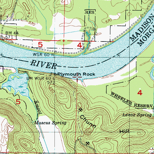 Topographic Map of Plymouth Rock Landing (historical), AL