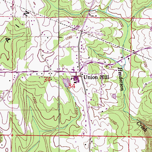 Topographic Map of Union Hill School, AL