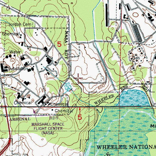 Topographic Map of Blue Spring (historical), AL