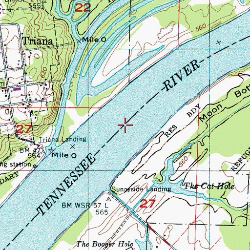 Topographic Map of Indian Creek Bar, AL