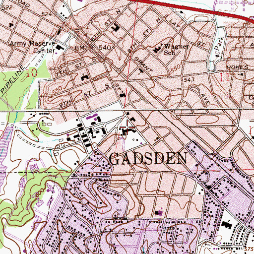 Topographic Map of Donehoo Elementary School, AL