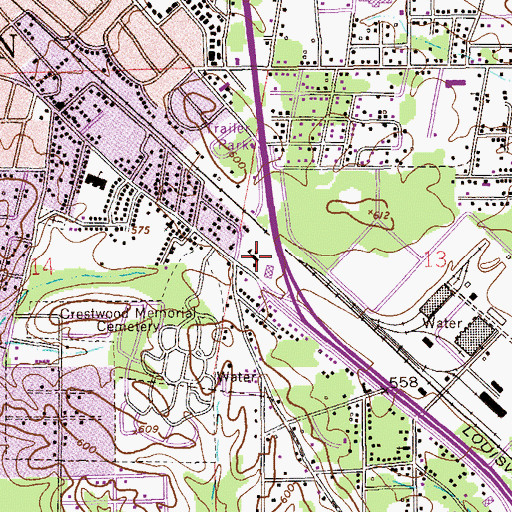 Topographic Map of East Gadsden School, AL