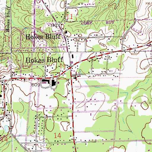 Topographic Map of First Methodist Church, AL