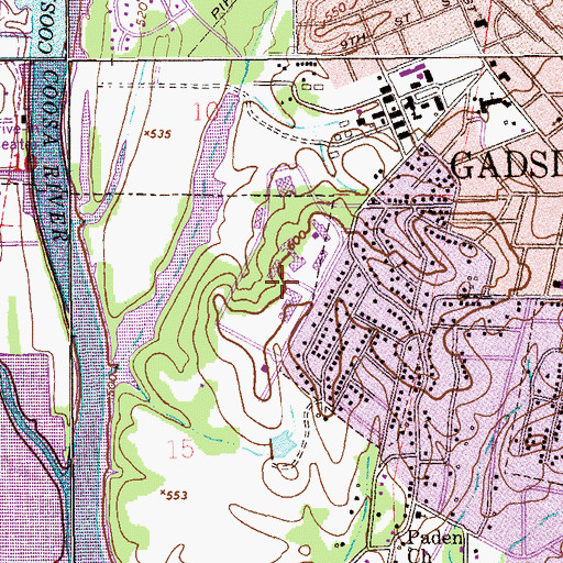 Topographic Map of Gadsden State Community College George Wallace Drive Campus, AL