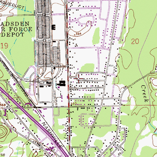 Topographic Map of Glencoe Bible Methodist Church, AL