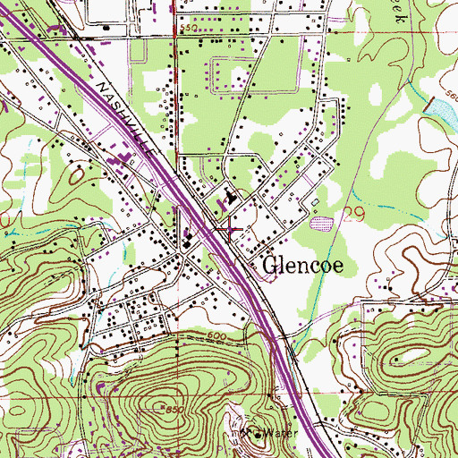 Topographic Map of Glencoe Cumberland Presbyterian Church, AL