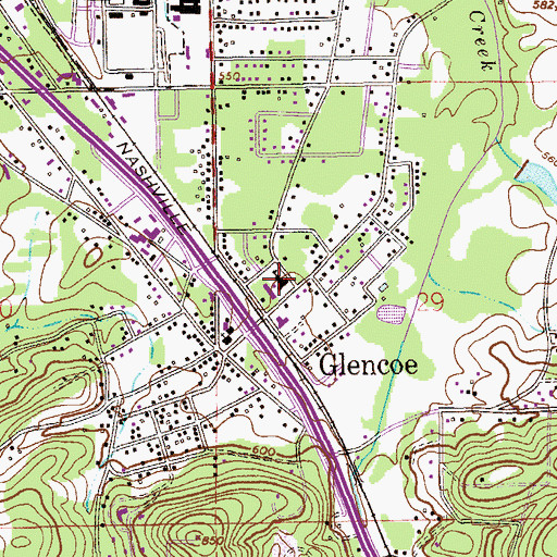 Topographic Map of Glencoe Elementary School, AL