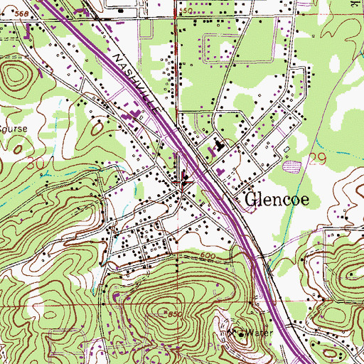 Topographic Map of Glencoe First Baptist Church, AL