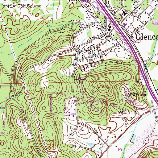 Topographic Map of Glencoe First Methodist Church, AL