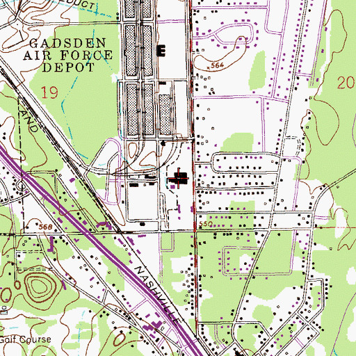 Topographic Map of Glencoe High School, AL