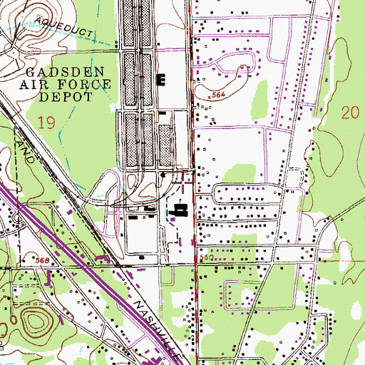 Topographic Map of Glencoe Middle School, AL