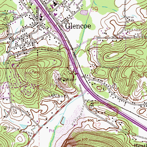 Topographic Map of Glencoe Spring, AL