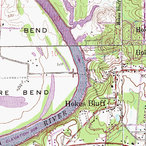 Topographic Map of Hokes Bluff Ferry (historical), AL