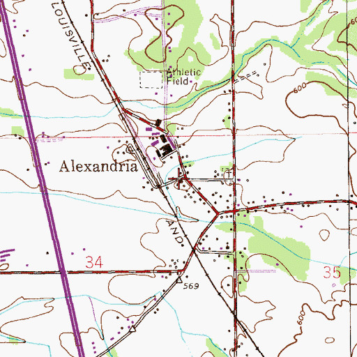 Topographic Map of Alexandria Baptist Church, AL