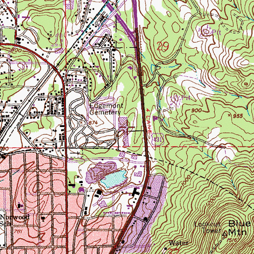 Topographic Map of Anniston Plaza Shopping Center, AL
