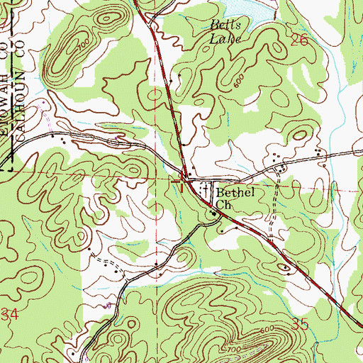 Topographic Map of Bethel, AL