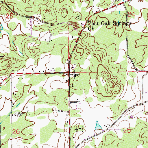 Topographic Map of Brutonville Junior High School, AL