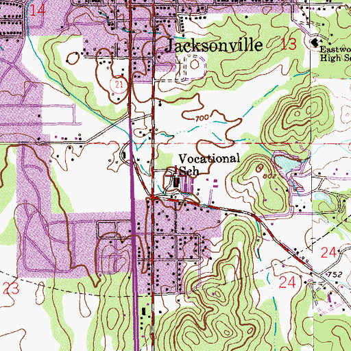 Topographic Map of Calhoun County Veterans School (historical), AL