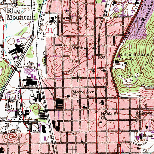 Topographic Map of Calvary Temple United Pentecostal Church, AL
