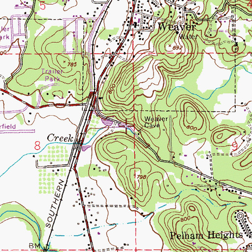 Topographic Map of Cave Spring, AL