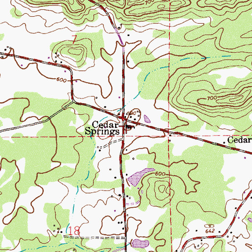 Topographic Map of Cedar Springs School, AL