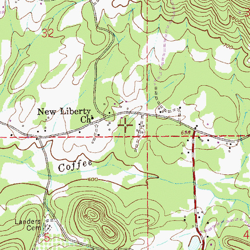 Topographic Map of Colvins Gap, AL