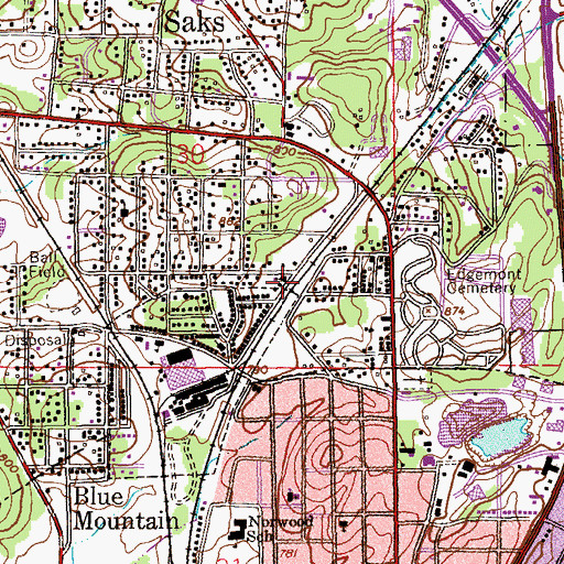 Topographic Map of Edgewood Congregational Methodist Church, AL