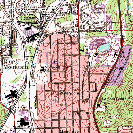 Topographic Map of First Calvary Baptist Church, AL