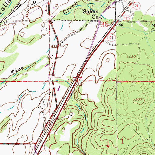 Topographic Map of Germania Springs (historical), AL
