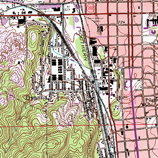 Topographic Map of Glenaddie Baptist Church, AL