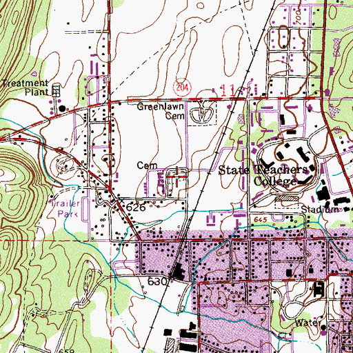 Topographic Map of Hillcrest Cemetery, AL