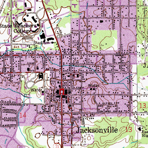 Topographic Map of Jacksonville Baptist Temple, AL