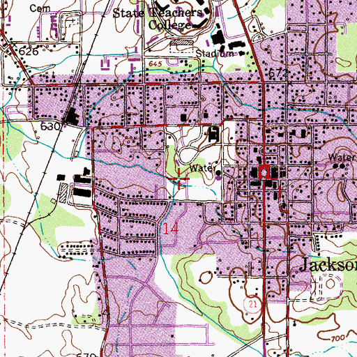 Topographic Map of Jacksonville City Park, AL