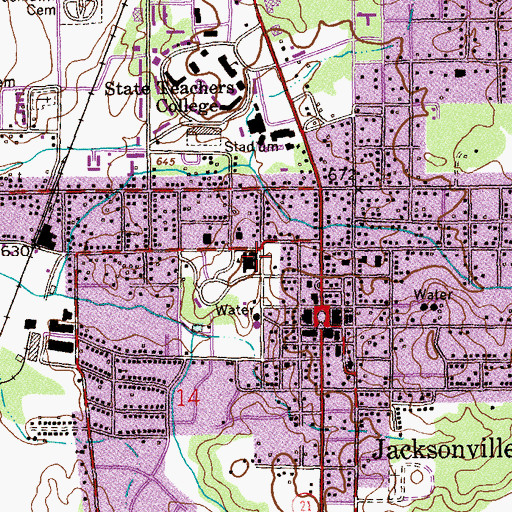 Topographic Map of Jacksonville Elementary School, AL