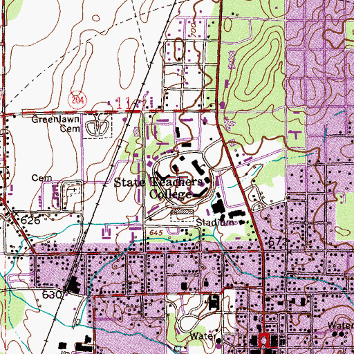 Topographic Map of Jacksonville State University, AL