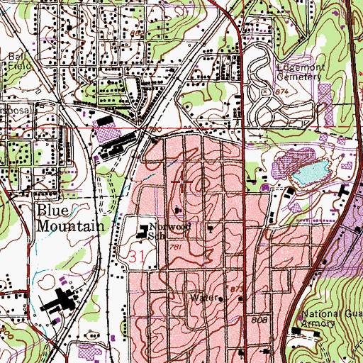 Topographic Map of Kingdom Hall of Jehovahs Witnesses, AL